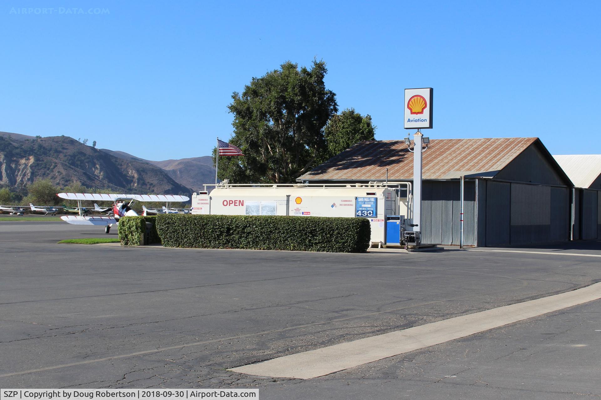 Santa Paula Airport (SZP) - Santa Paula Self-Serve SHELL 100LL Fuel Dock. Note price increase, but still lowest of all Ventura County public airports.