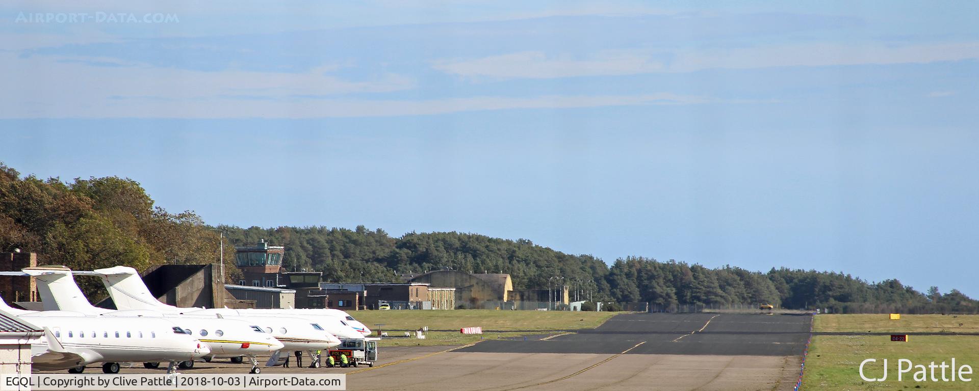 RAF Leuchars Airport, Leuchars, Scotland United Kingdom (EGQL) - A view of the north taxiway with line-up of bizjets at Leuchars Station for the Annual Alfred Dunhill Links Golf Championships being held at the nearby 'Old Course' at St Andrews.