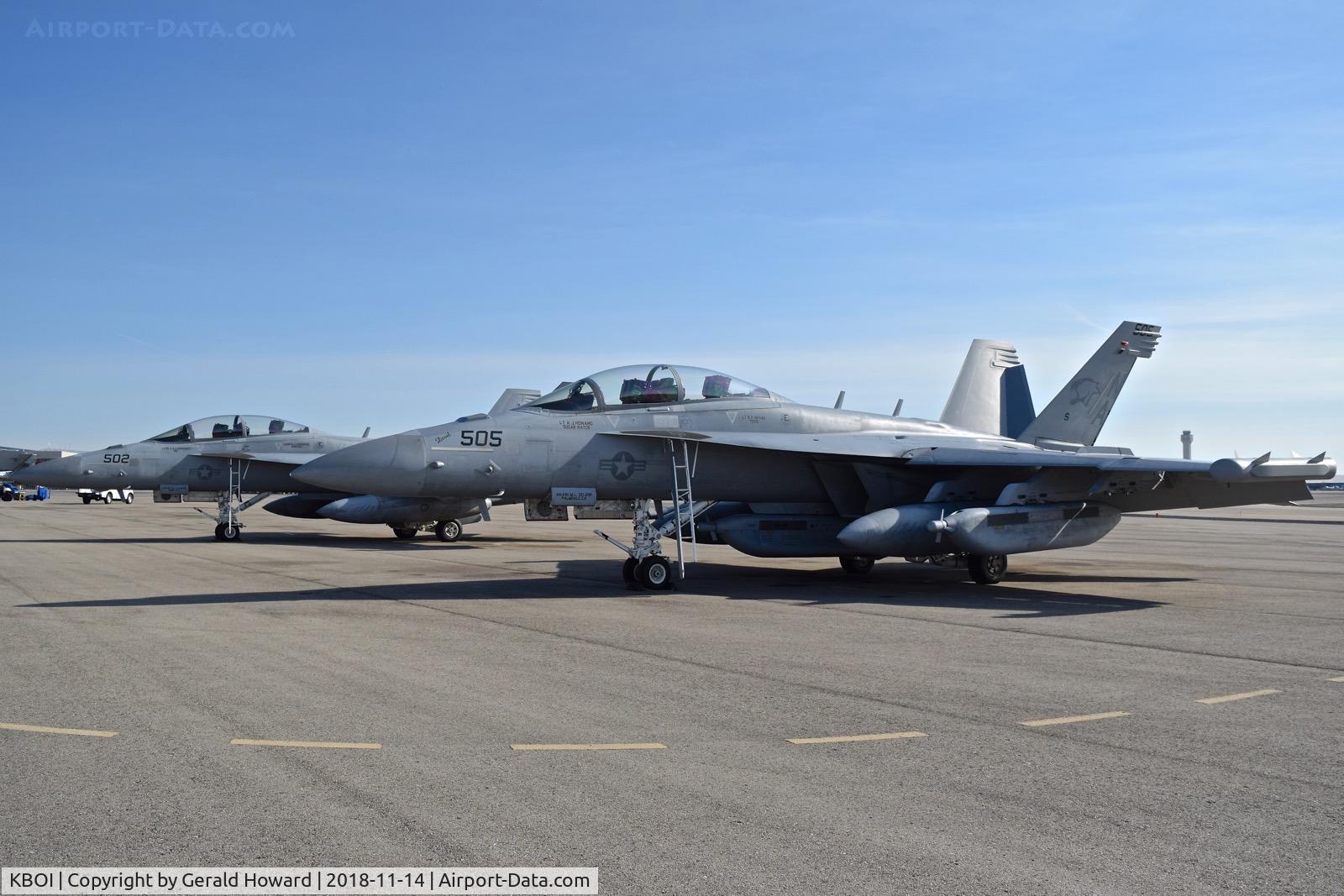 Boise Air Terminal/gowen Fld Airport (BOI) - Parked on the north GA ramp.  VAQ-139 “Cougars”  NAS Whidbey Island, WA.