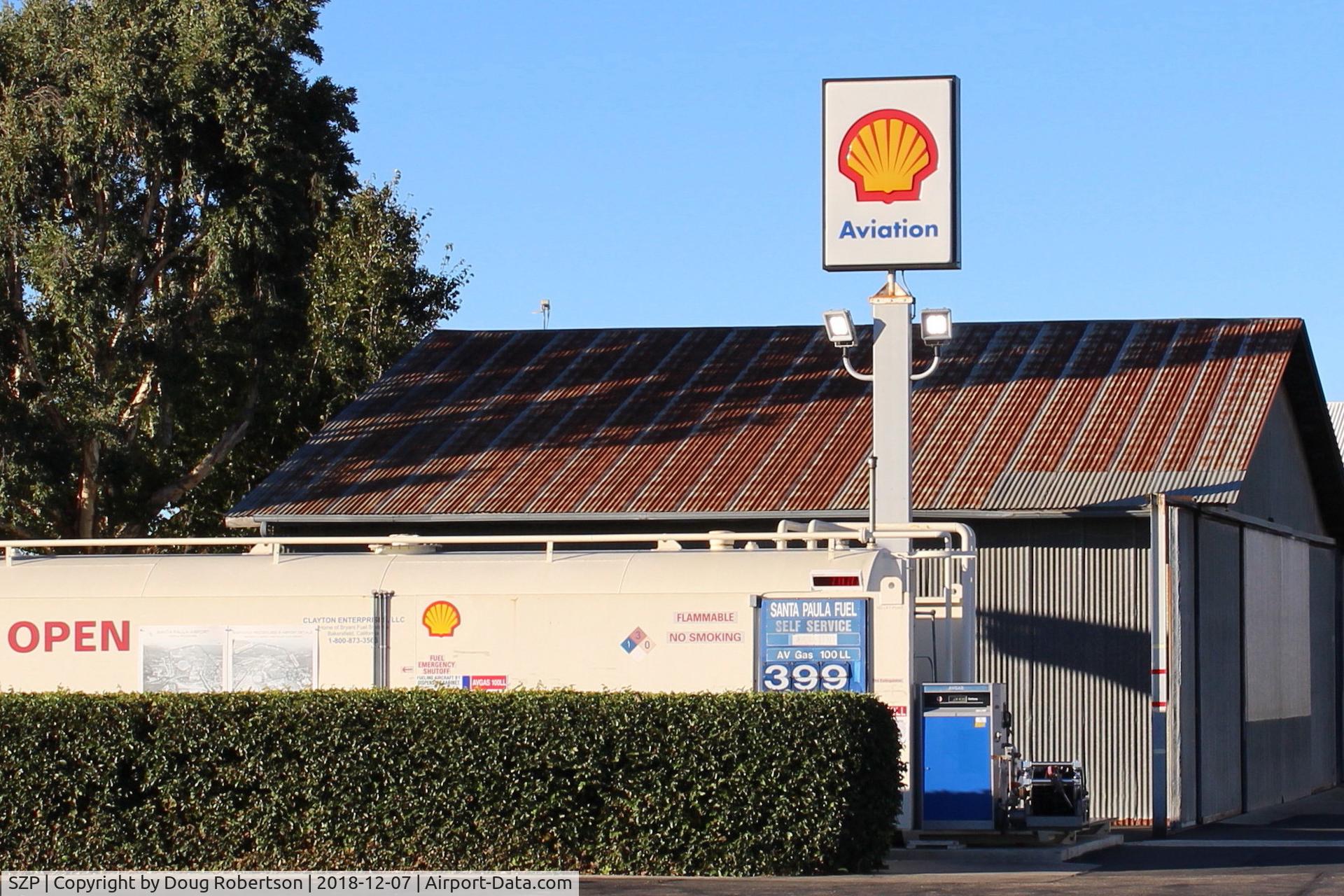 Santa Paula Airport (SZP) - Santa Paula SHELL 100LL Self-Serve Fuel Dock, note lowered price