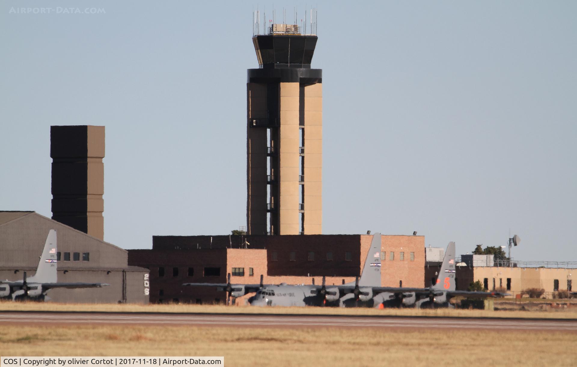 City Of Colorado Springs Municipal Airport (COS) - the control tower, Petersen AFB