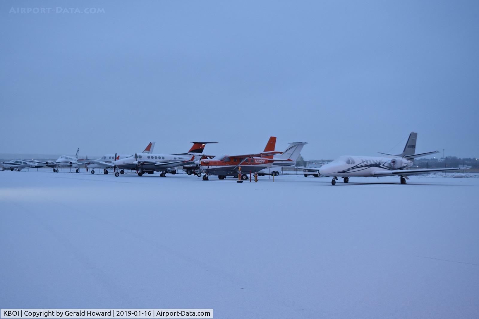 Boise Air Terminal/gowen Fld Airport (BOI) - Waiting for maintenance in a warm hanger.