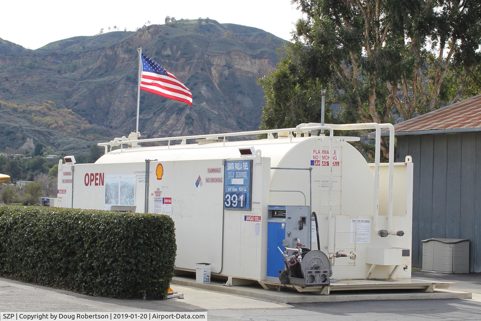 Santa Paula Airport (SZP) - Santa Paula SHELL 100LL self-serve Fuel Dock, note lowered price change 