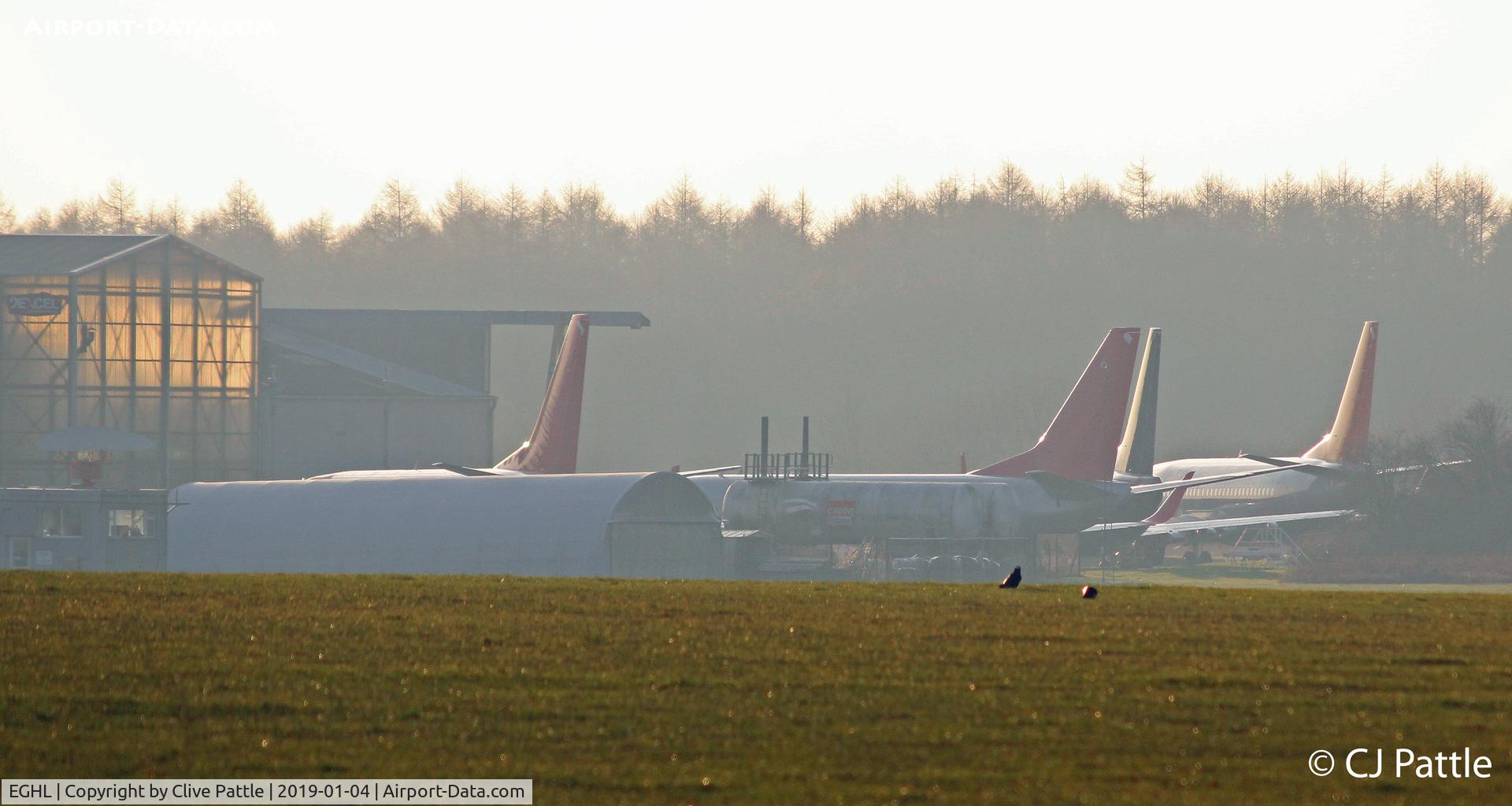 Lasham Airfield Airport, Basingstoke, England United Kingdom (EGHL) - A view of the aircraft maintenance area at Lasham, formerly known as ATC Lasham