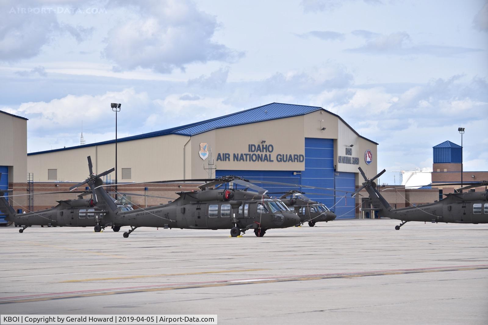 Boise Air Terminal/gowen Fld Airport (BOI) - A flight of new 2017 UH-60Ms parked on the Idaho ANG ramp.