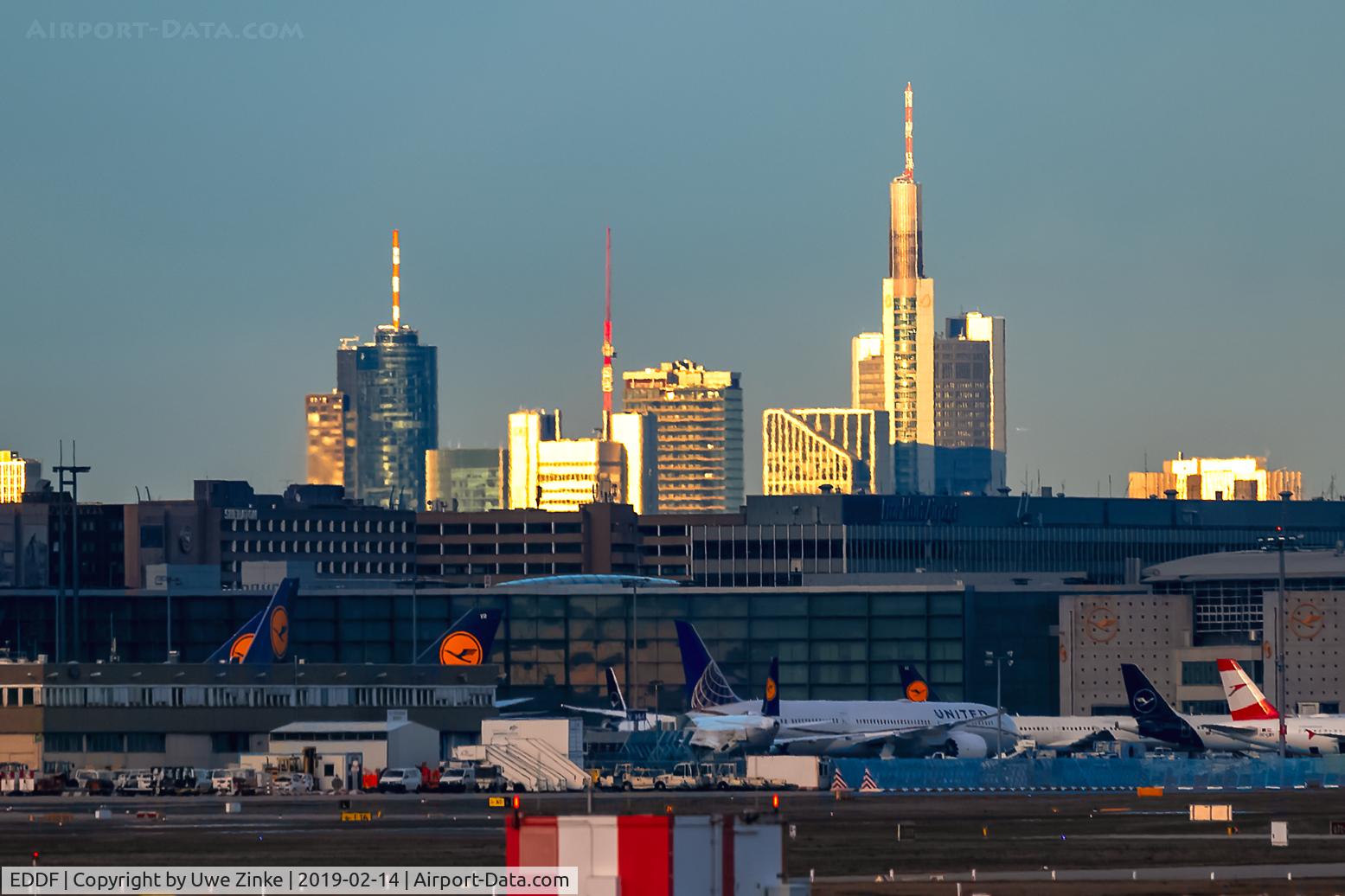Frankfurt International Airport, Frankfurt am Main Germany (EDDF) - Airport and skyline of Frankfurt/Main