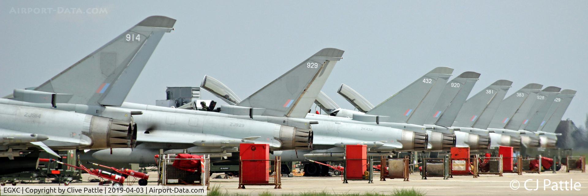 RAF Coningsby Airport, Coningsby, England United Kingdom (EGXC) - All tails on the RAF 29 (R) Sqn ramp @ RAF Coningsby