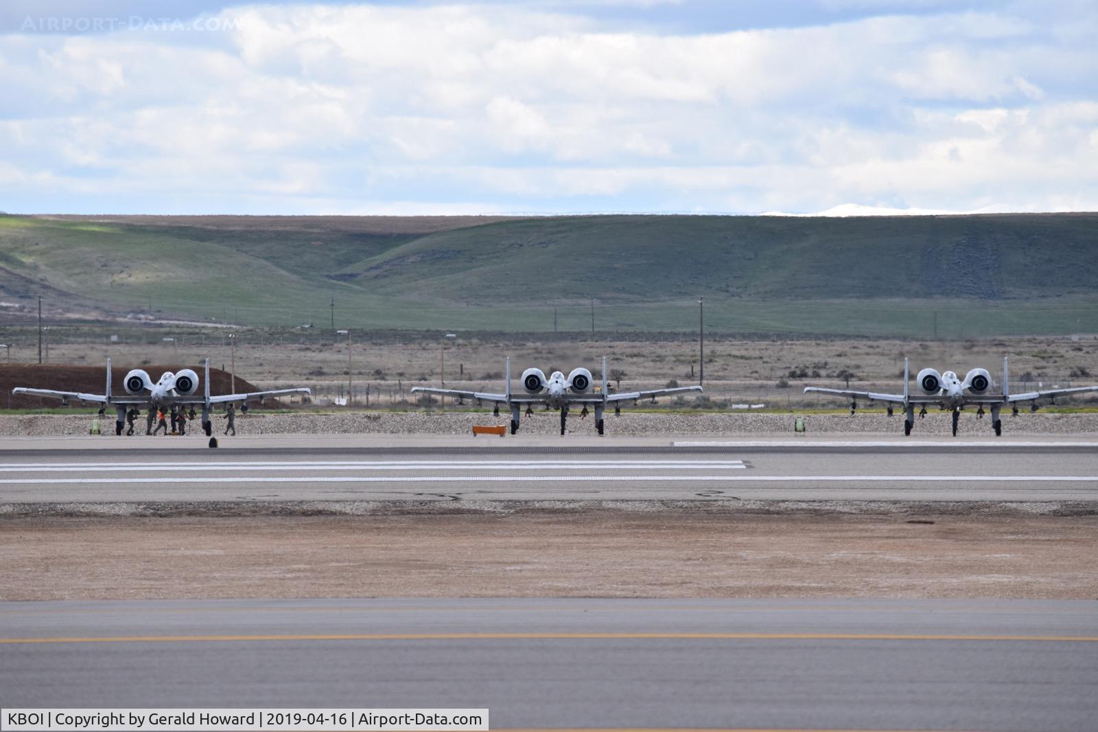 Boise Air Terminal/gowen Fld Airport (BOI) - Three A-10Cs on the east de arm pad for pre flight checks.  190th Fighter Sq., 124th Fighter Wing, Idaho ANG.