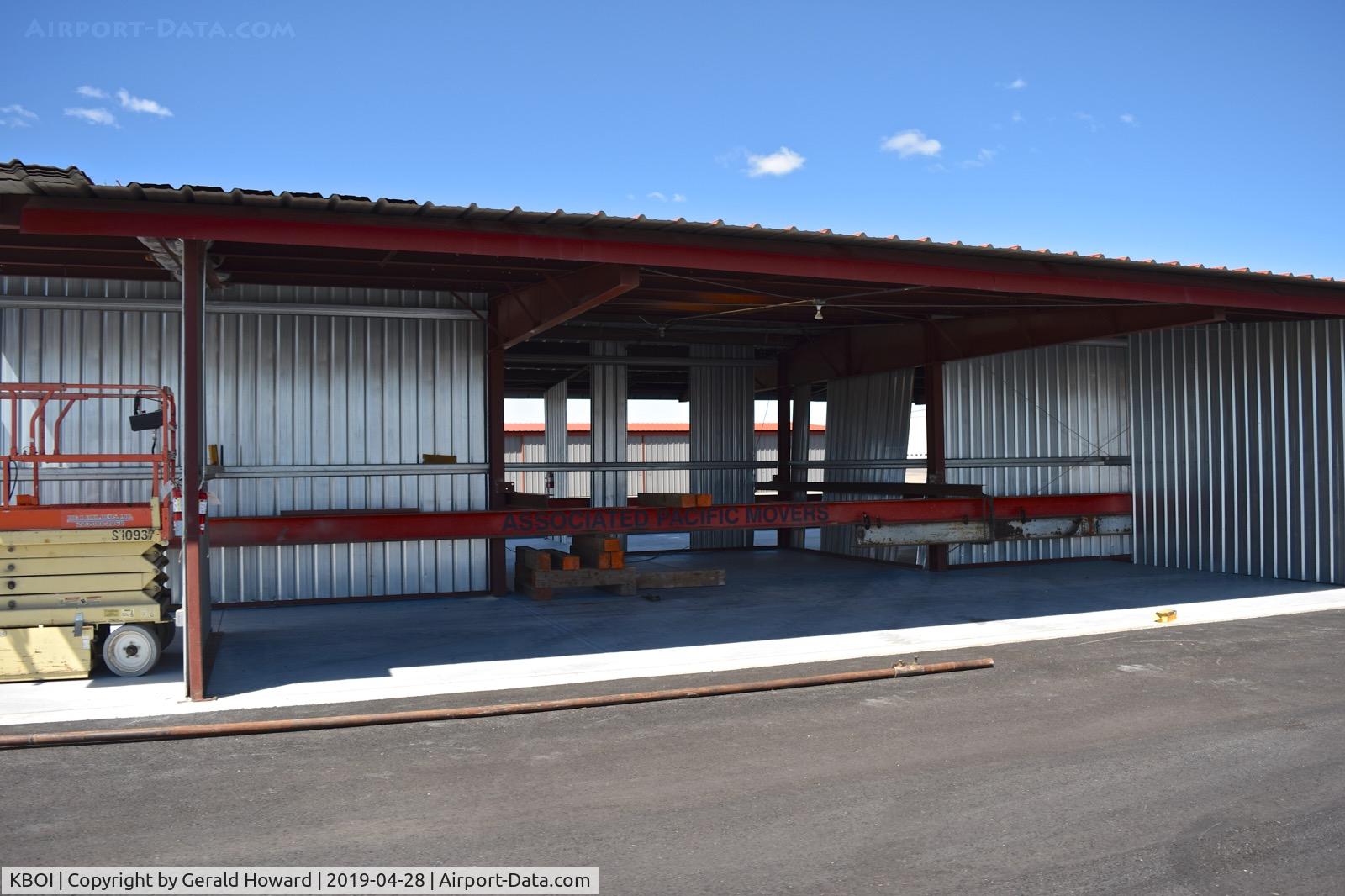 Boise Air Terminal/gowen Fld Airport (BOI) - Hangars moved by lifting the red I beams bolted to the frame.