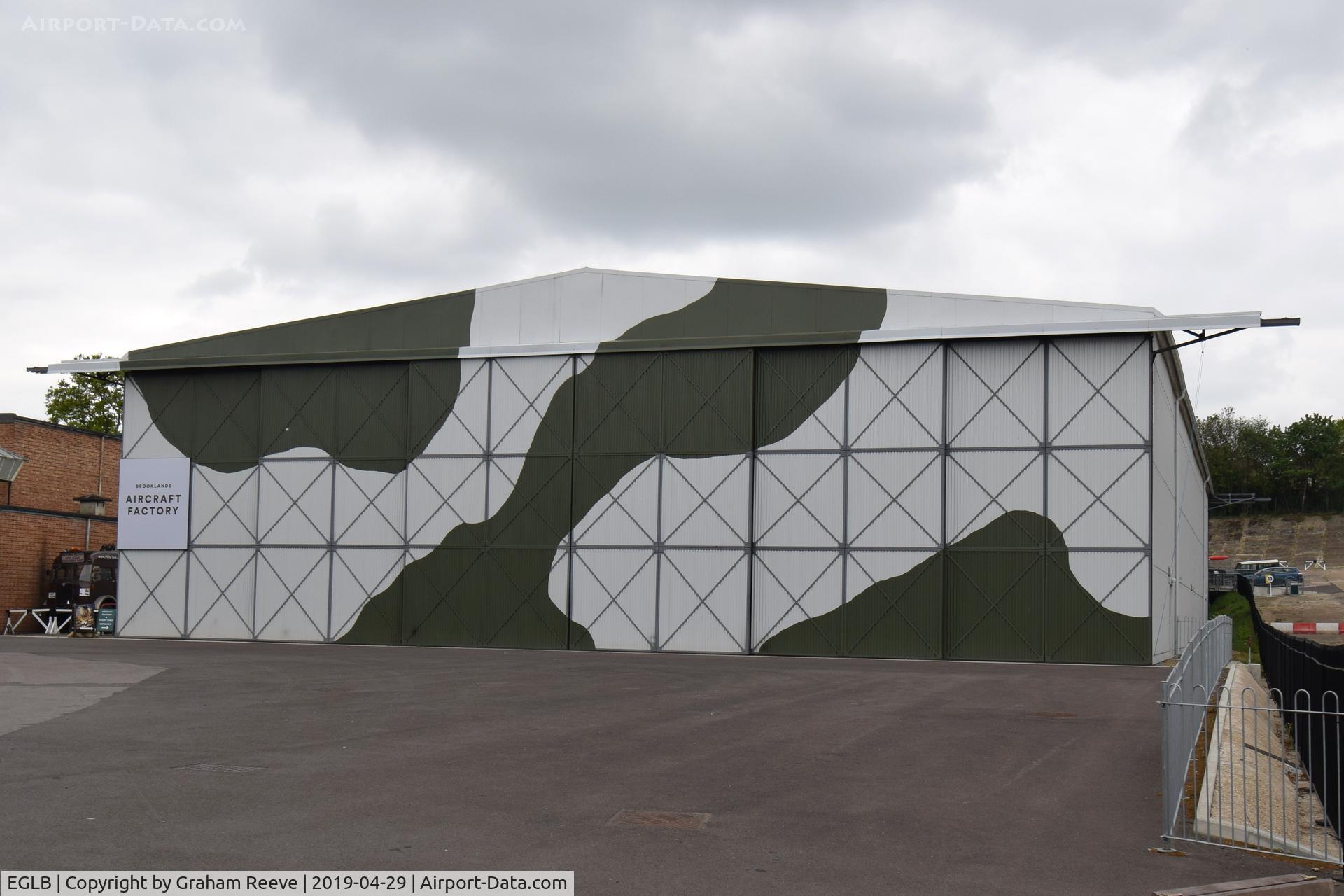 EGLB Airport - Brooklands Museum Aircraft Factory hangar.