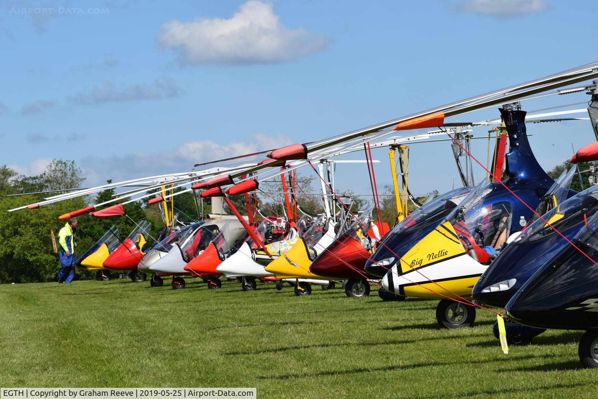 EGTH Airport - Part of the line up at Old Warden where the record for number of Auto-gyros was set at 62.