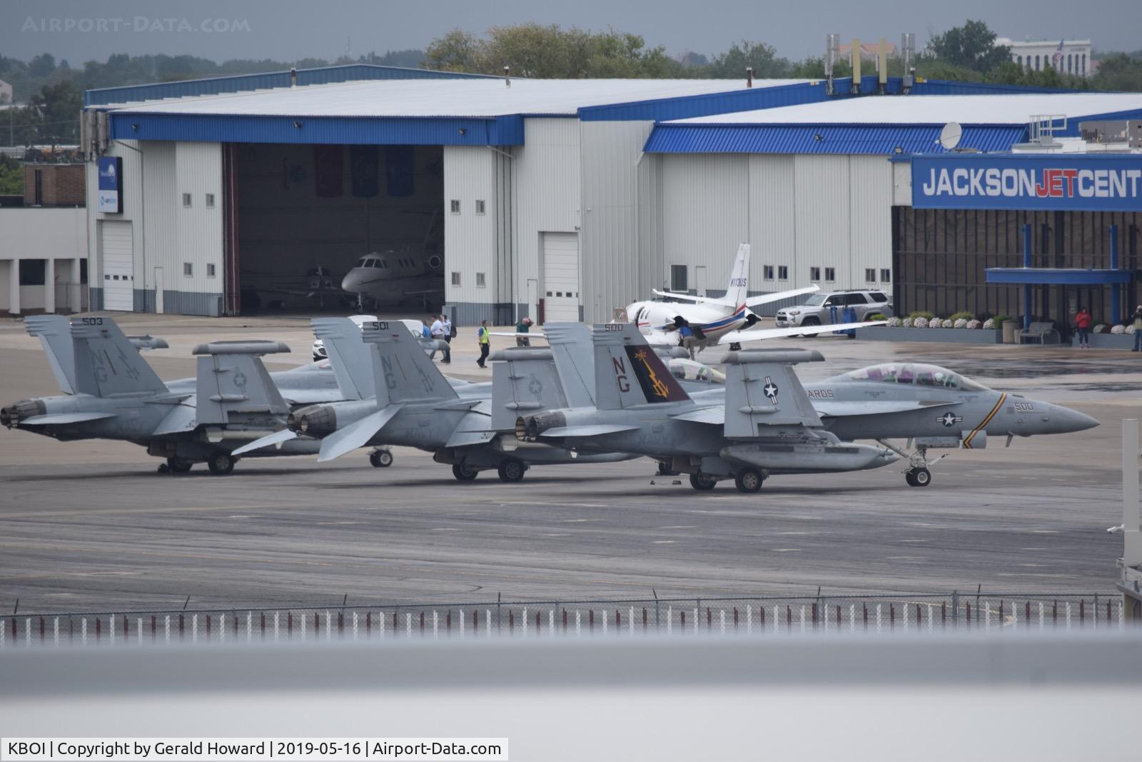 Boise Air Terminal/gowen Fld Airport (BOI) - Three EA-18Gs from VAQ-133 parked on the north GA ramp.