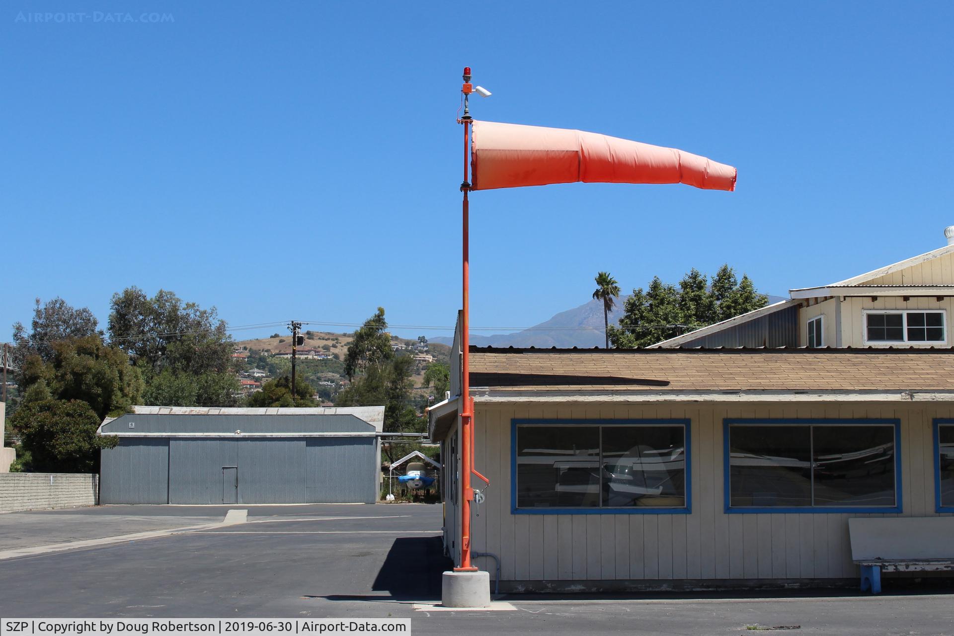 Santa Paula Airport (SZP) - Recent New Near Midfield Wind Sock shows fairly steady onshore winds 