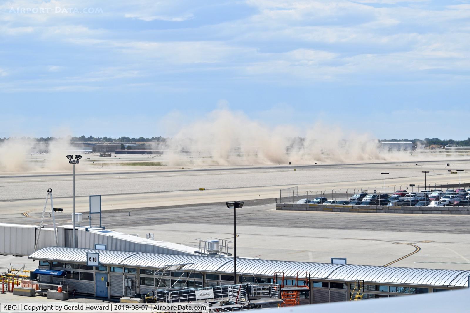 Boise Air Terminal/gowen Fld Airport (BOI) - A little dust after the take off of a DC-8.