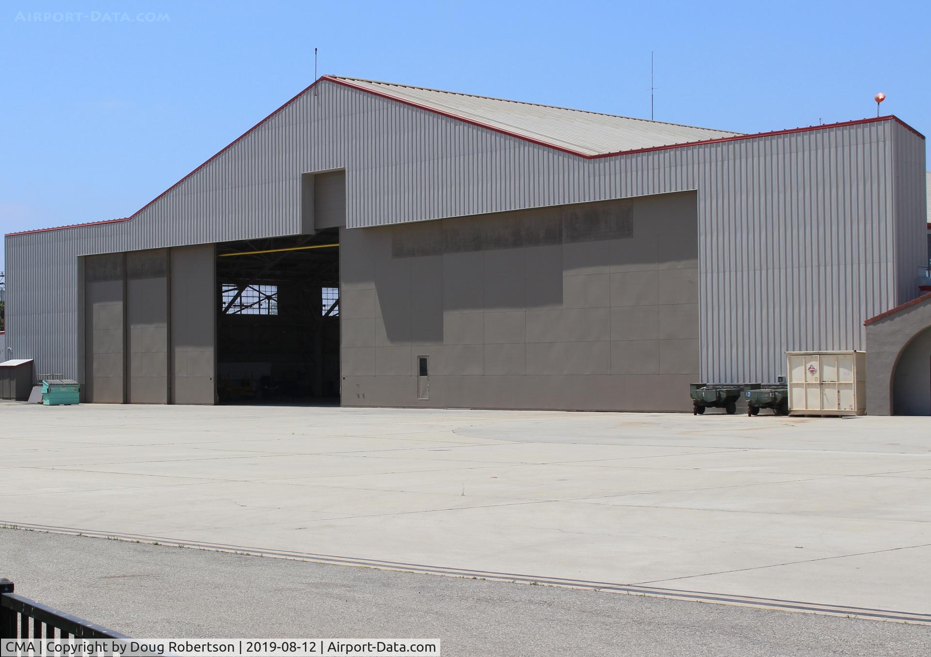 Camarillo Airport (CMA) - This entire hangar now is occupied by the Ventura County Fire Department Helicopter Unit with the ramps at each end; formerly just western half and western ramp were occupied by them.