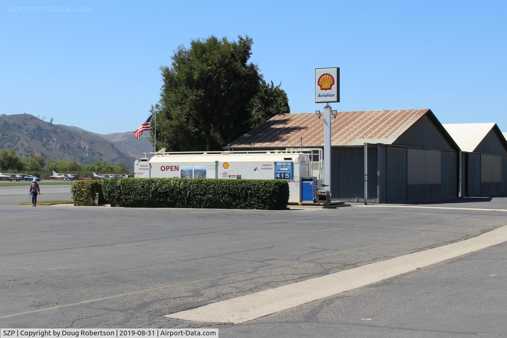Santa Paula Airport (SZP) - Santa Paula SHELL 100LL Self-Serve, Two pumps, note lowered price.