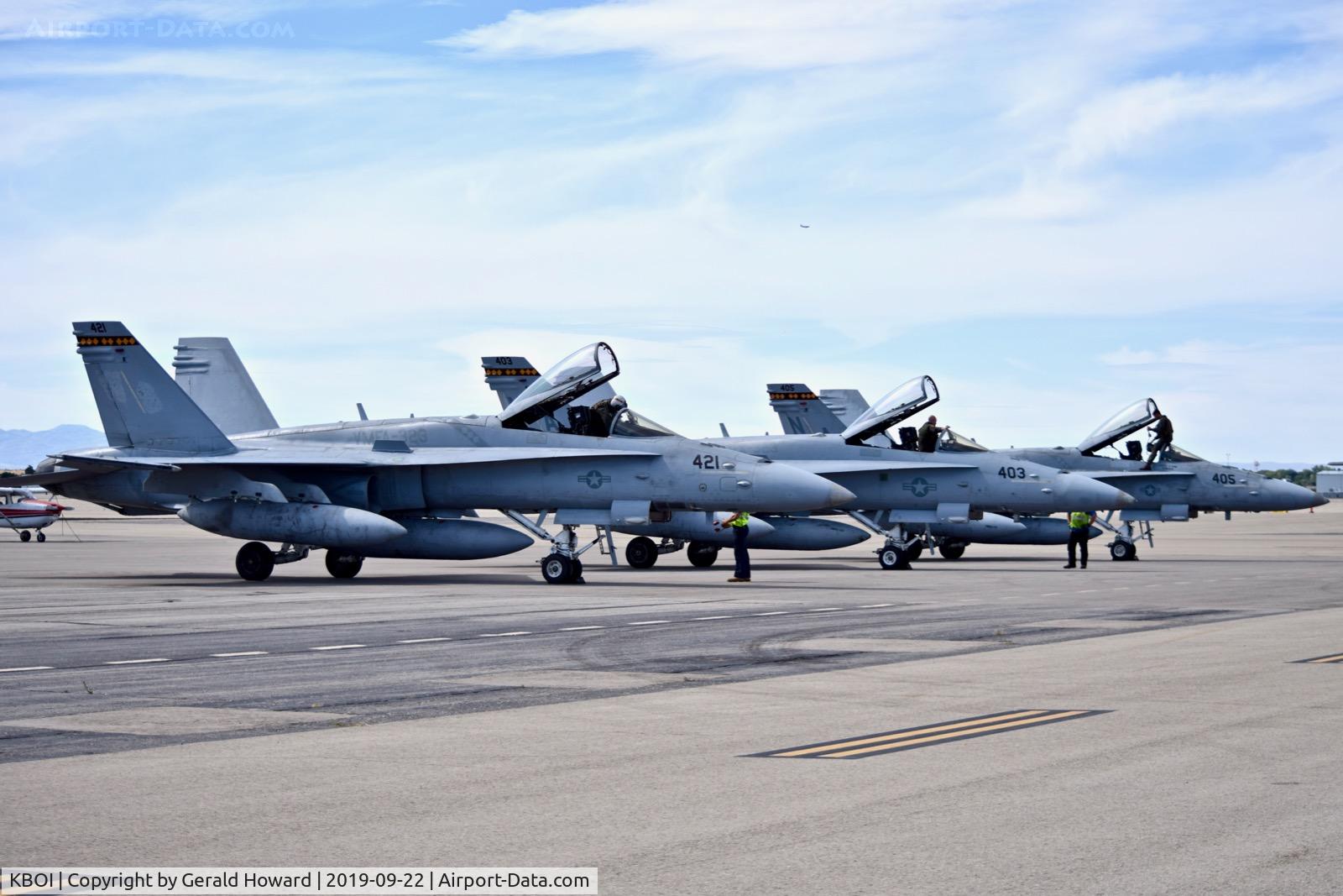 Boise Air Terminal/gowen Fld Airport (BOI) - Three F/A-18C aircraft from FMFA-323 
