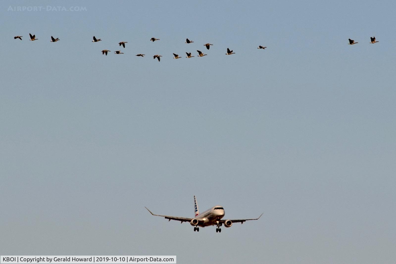 Boise Air Terminal/gowen Fld Airport (BOI) - Fall begins the travel of geese around the airport.