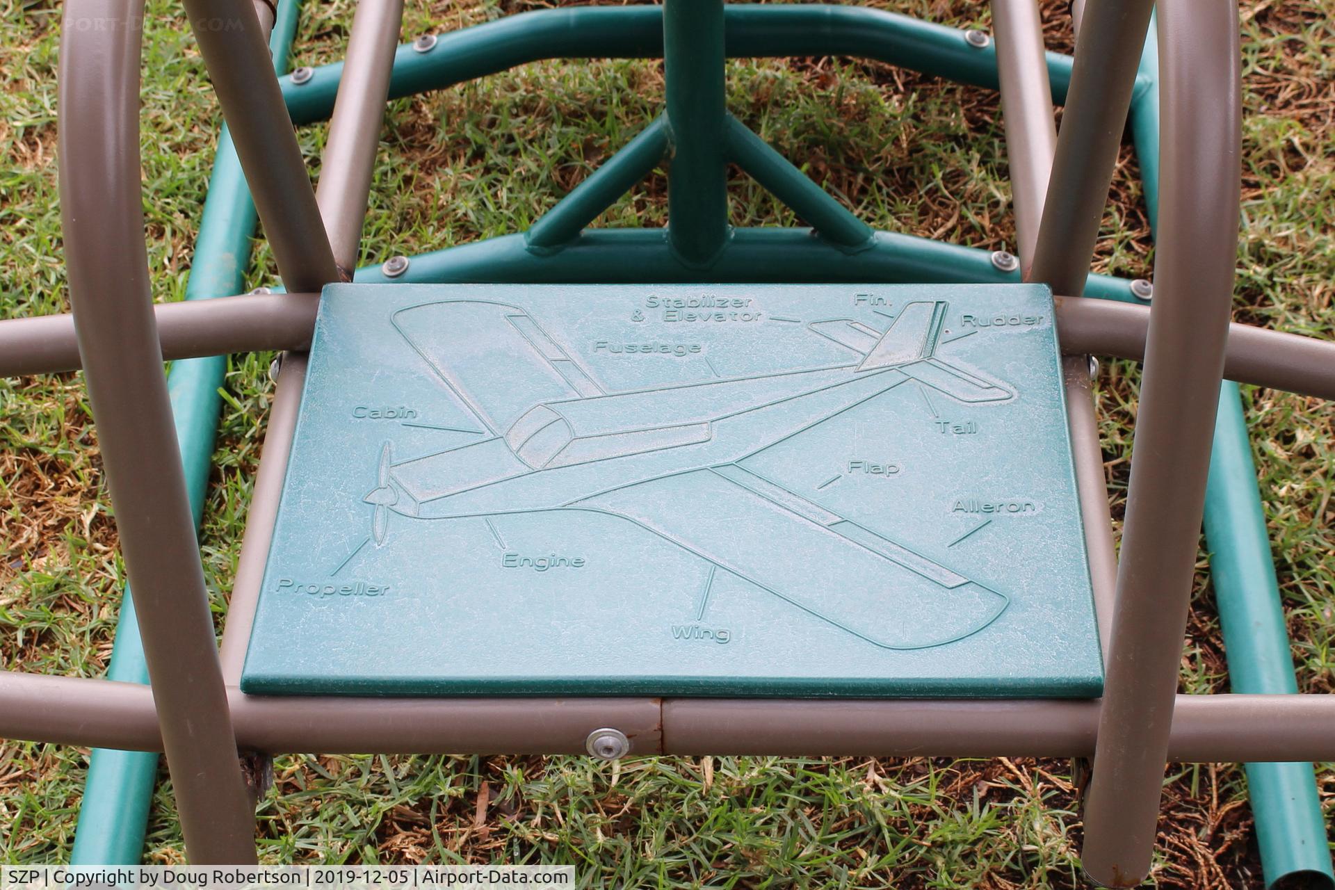 Santa Paula Airport (SZP) - The Kiddy Ride Airplane rear seat in the Santa Paula Airpark teaches aircraft nomenclature.