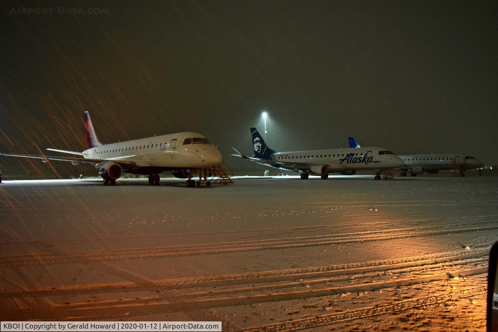 Boise Air Terminal/gowen Fld Airport (BOI) - Aircraft parked waiting for a gate to open.