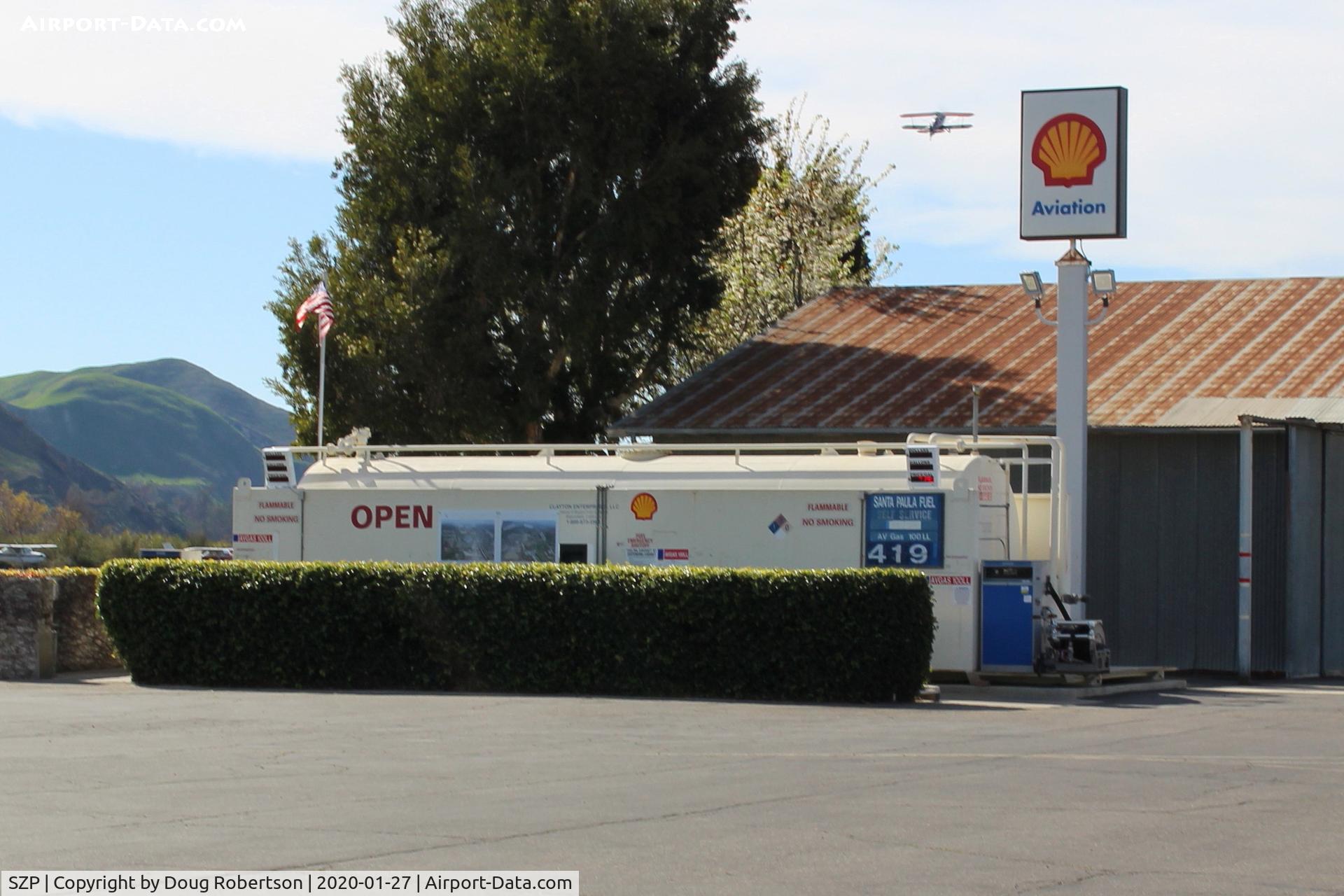 Santa Paula Airport (SZP) - Santa Paula SHELL 100LL, self-serve, two pumps, note lower price