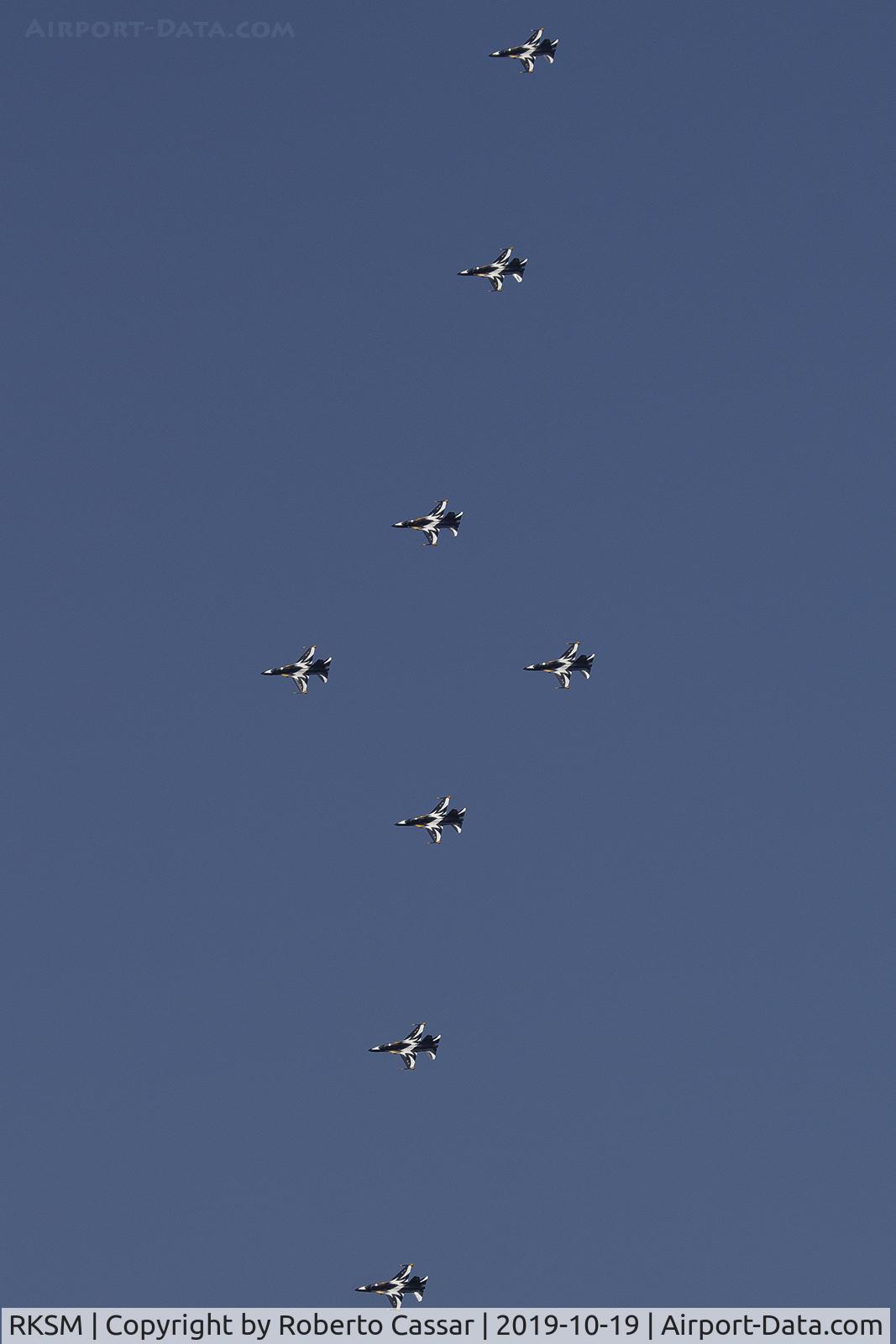 Seoul Airbase Airport, Seoul Korea, Republic of (RKSM) - Republic of Korea , Air Force, Golden Eagles, performing over Seoul Air Base during Seoul ADEX 2019 Edition.