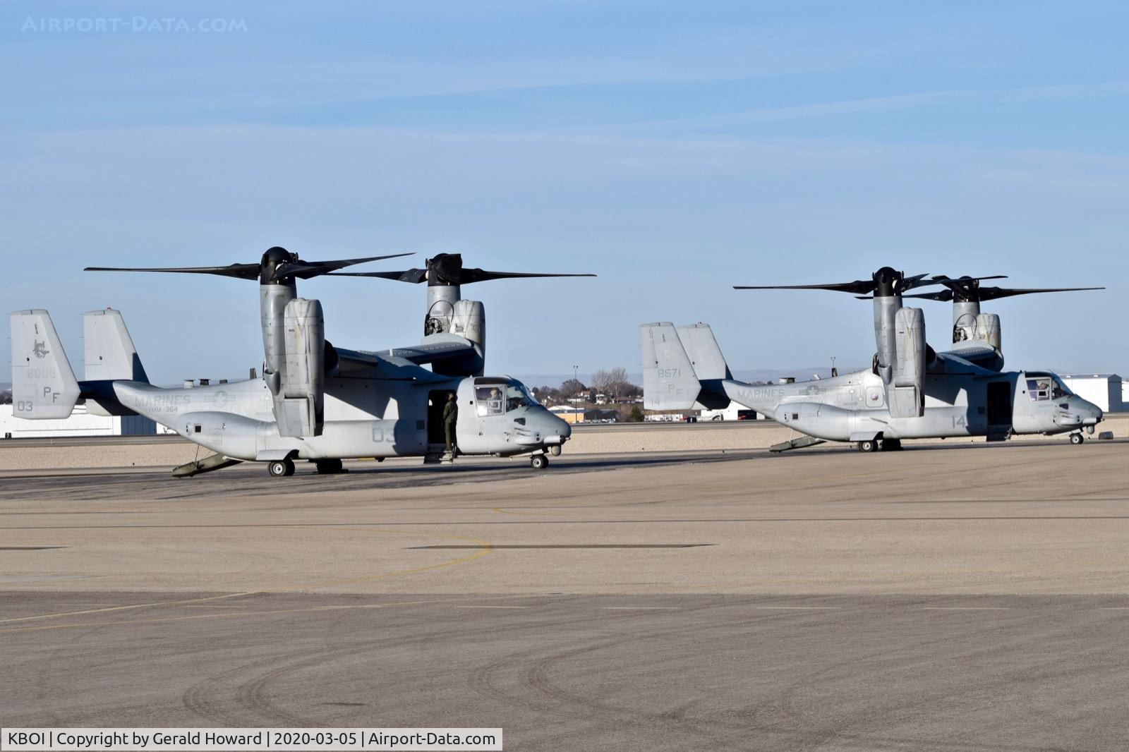 Boise Air Terminal/gowen Fld Airport (BOI) - Two MV-22Bs parked on the north GA ramp. VMM-364 