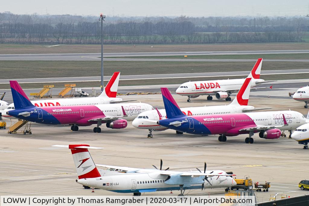 Vienna International Airport, Vienna Austria (LOWW) - stored planes due to corona crisis