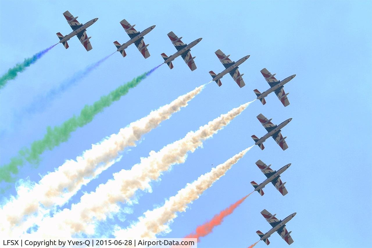 LFSX Airport - Aerobatic demonstration team of the Italian Air Force Frecce Tricolori ( Tricolour Arrows), Luxeuil-St Sauveur air base 116 (LFSX)