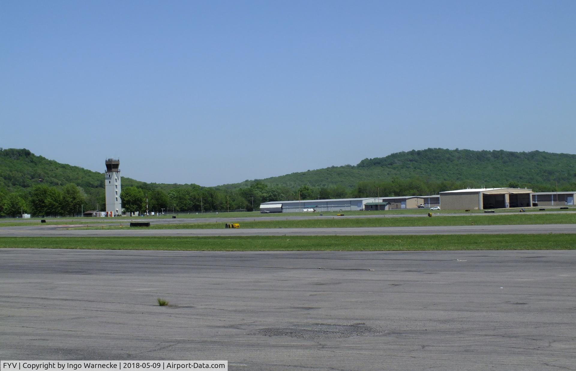 Drake Field Airport (FYV) - tower and hangars at Fayetteville Municpal Airport / Drake Field, Fayetteville AR