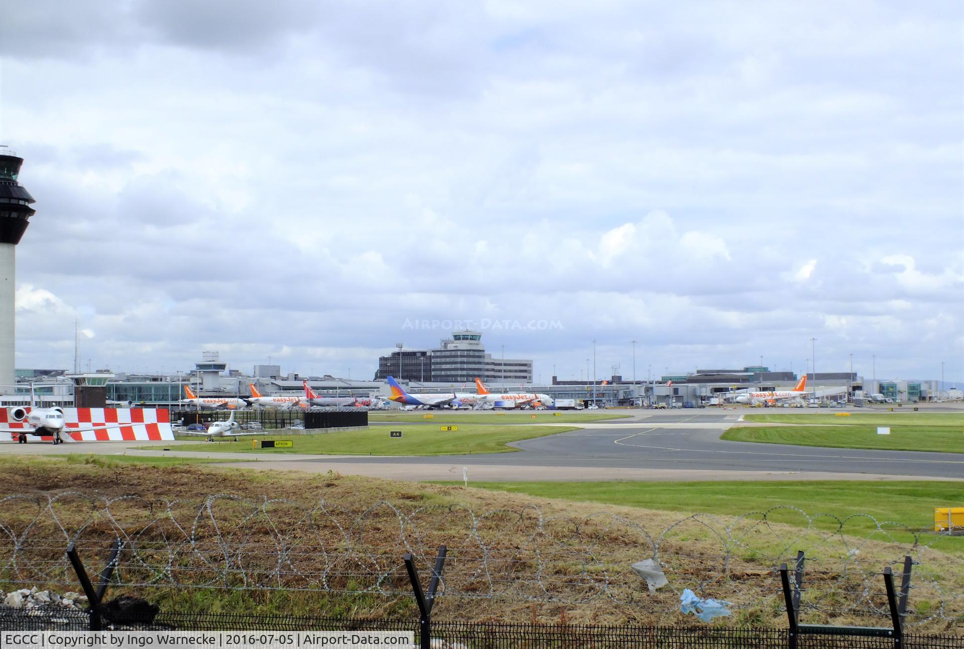Manchester Airport, Manchester, England United Kingdom (EGCC) - airside view of the terminal at Manchester airport