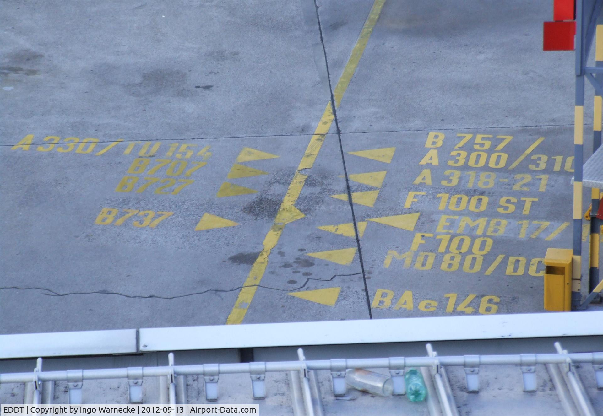 Tegel International Airport (closing in 2011), Berlin Germany (EDDT) - parking markings at a boarding bridge at Berlin-Tegel