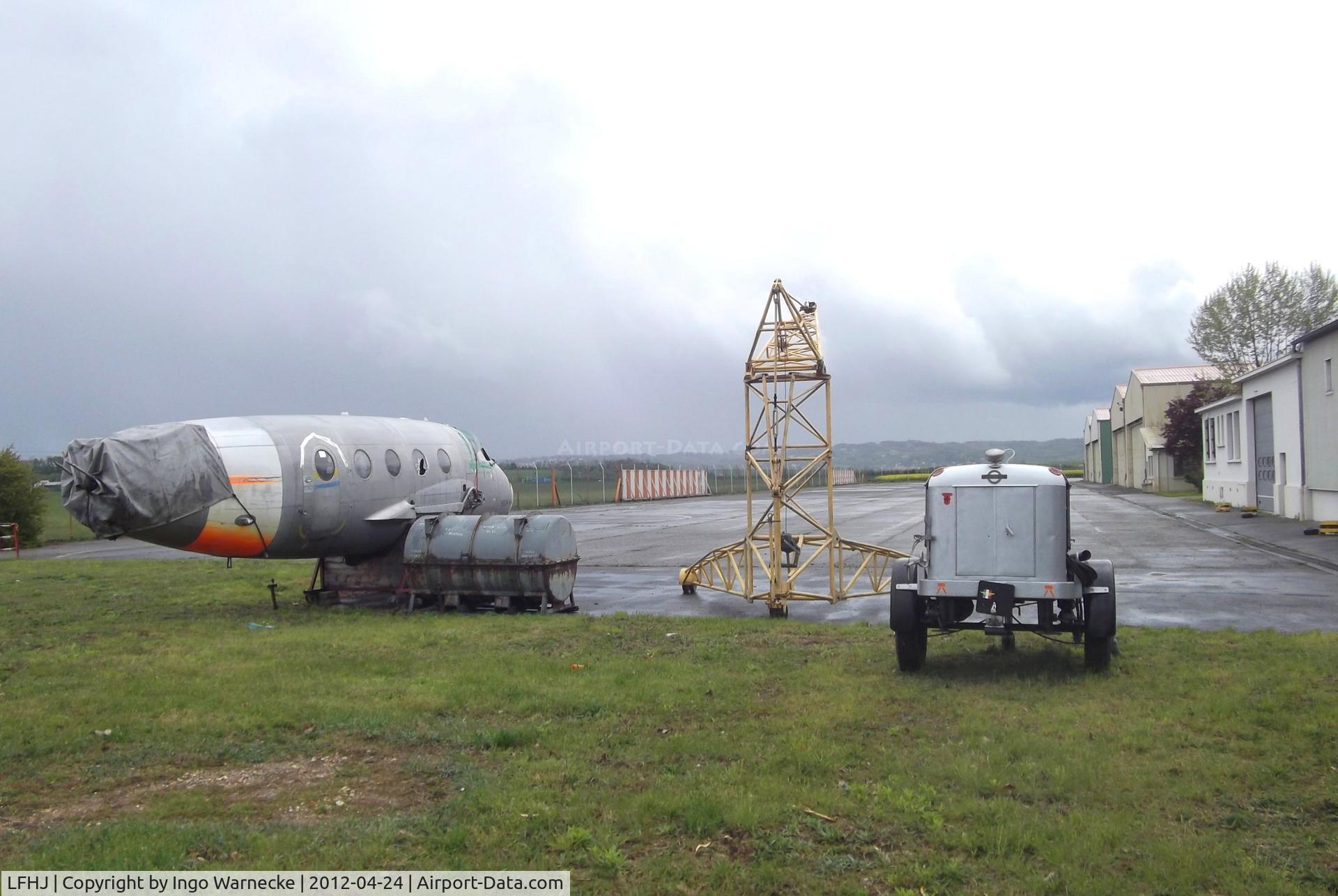 Lyon Corbas Airport, Lyon France (LFHJ) - apron with Dassault Flamant restoration project at the Lyon-Corbas airfield