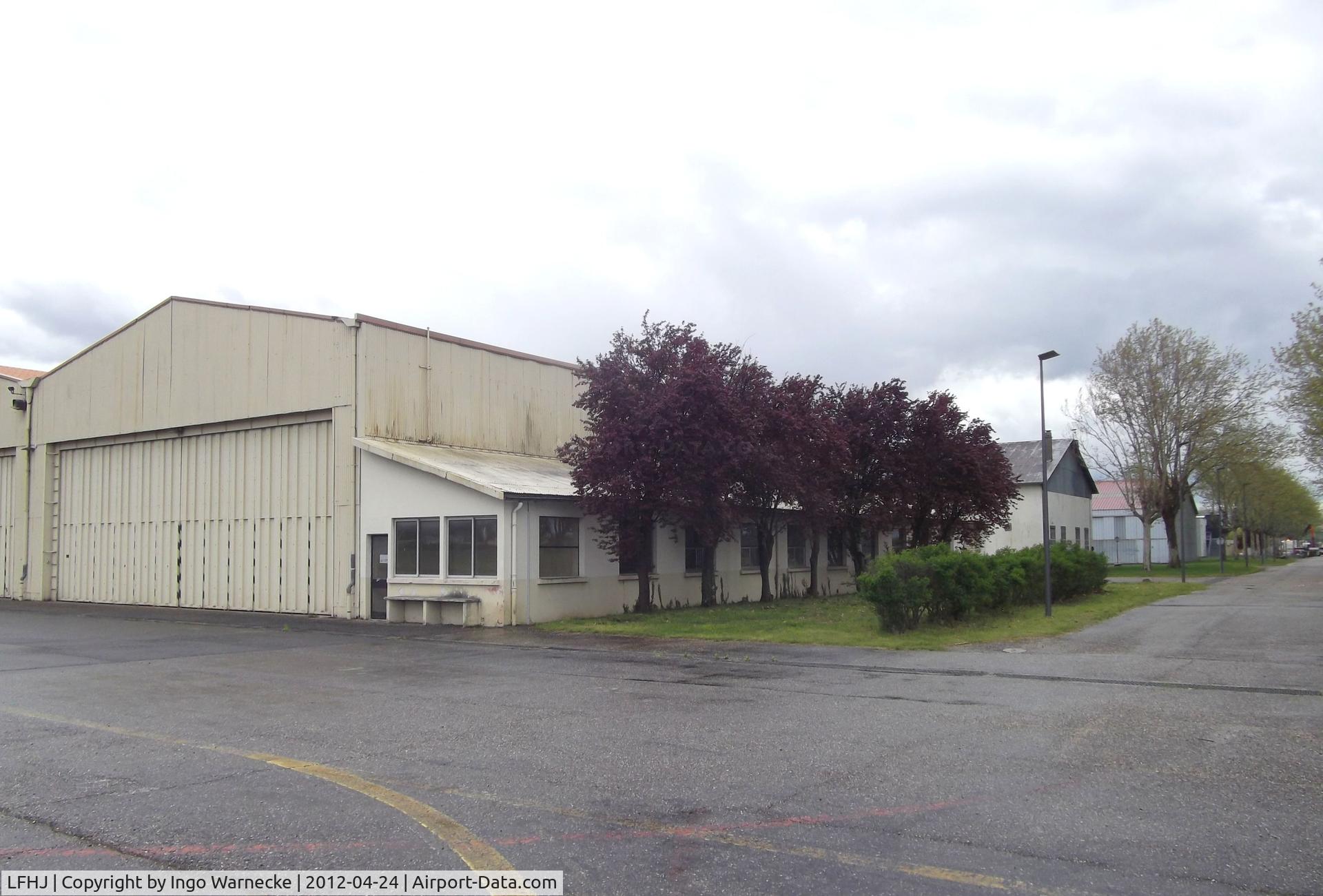 Lyon Corbas Airport, Lyon France (LFHJ) - hangars, including those of the aviation museum Clement Ader, at the Lyon-Corbas airfield
