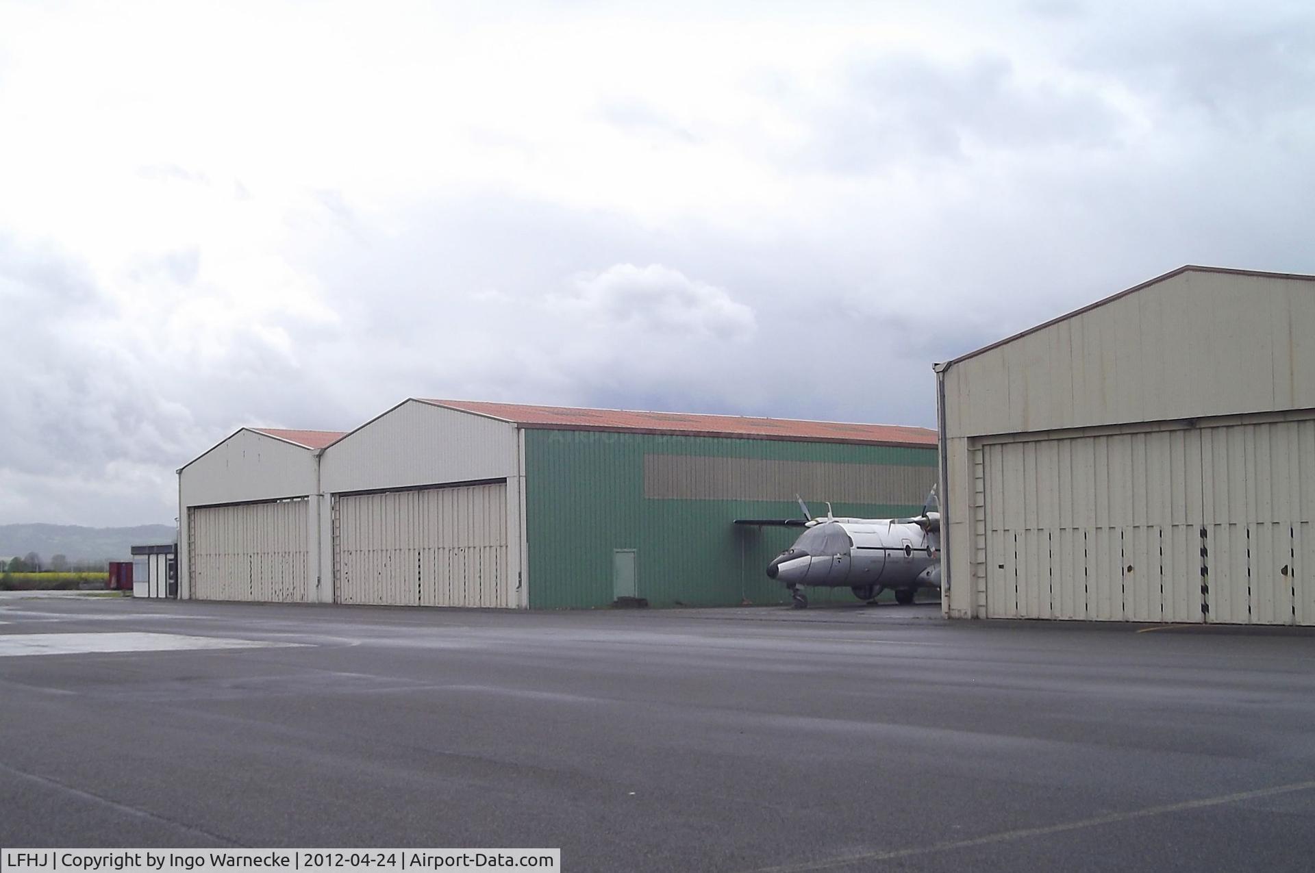Lyon Corbas Airport, Lyon France (LFHJ) - hangars, including those of the aviation museum Clement Ader, at the Lyon-Corbas airfield