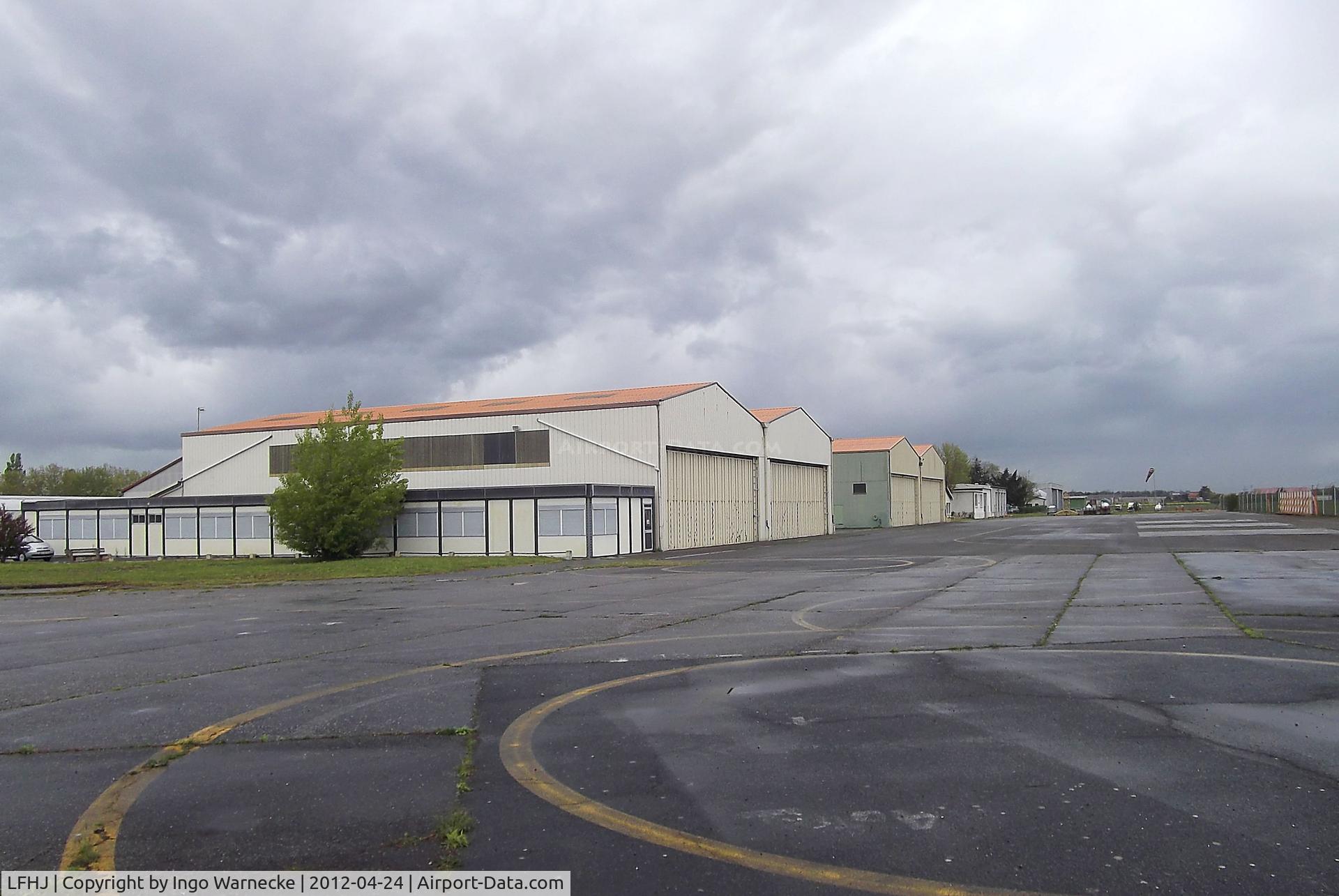 Lyon Corbas Airport, Lyon France (LFHJ) - hangars, including those of the aviation museum Clement Ader, at the Lyon-Corbas airfield
