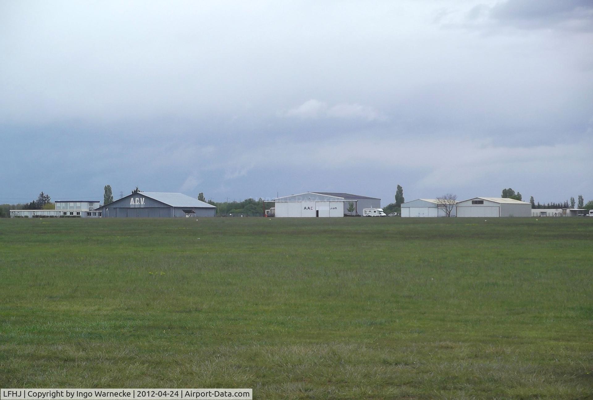 Lyon Corbas Airport, Lyon France (LFHJ) - hangars across the field from the aviation museum Clement Ader, at the Lyon-Corbas airfield