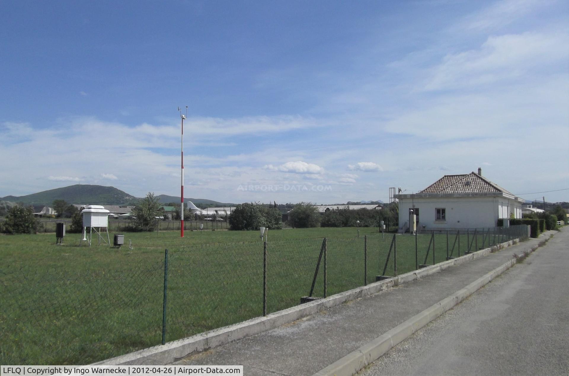 Montélimar Ancone Airport, Montélimar France (LFLQ) - airport building and outside display of the Musée Européen de l'Aviation de Chasse at Montelimar Ancone airfield
