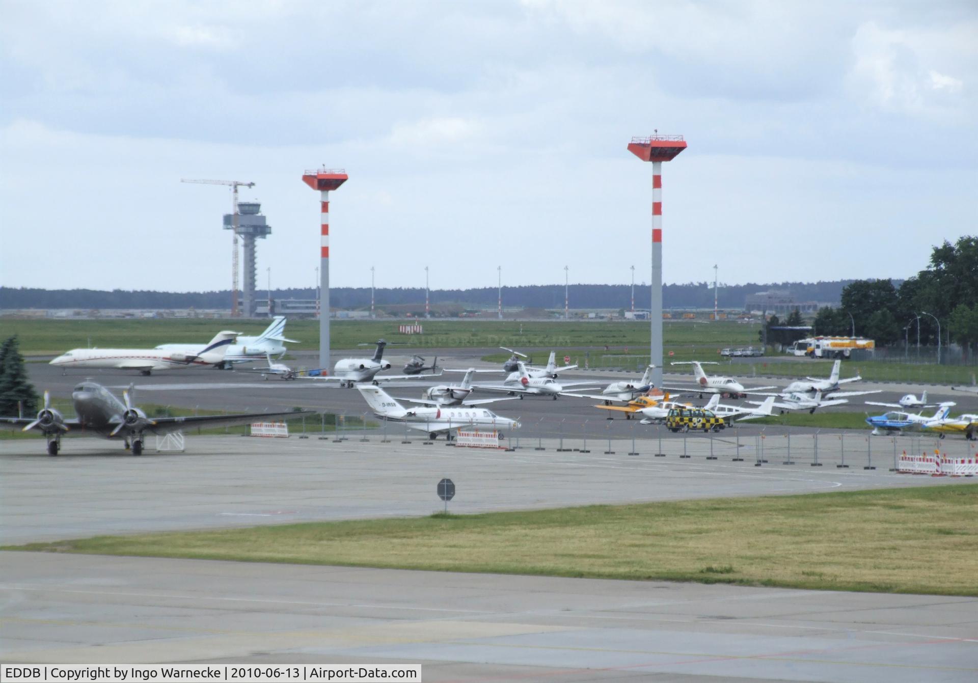 Berlin Brandenburg International Airport, Berlin Germany (EDDB) - looking at the apron and the GA area at Schönefeld airport