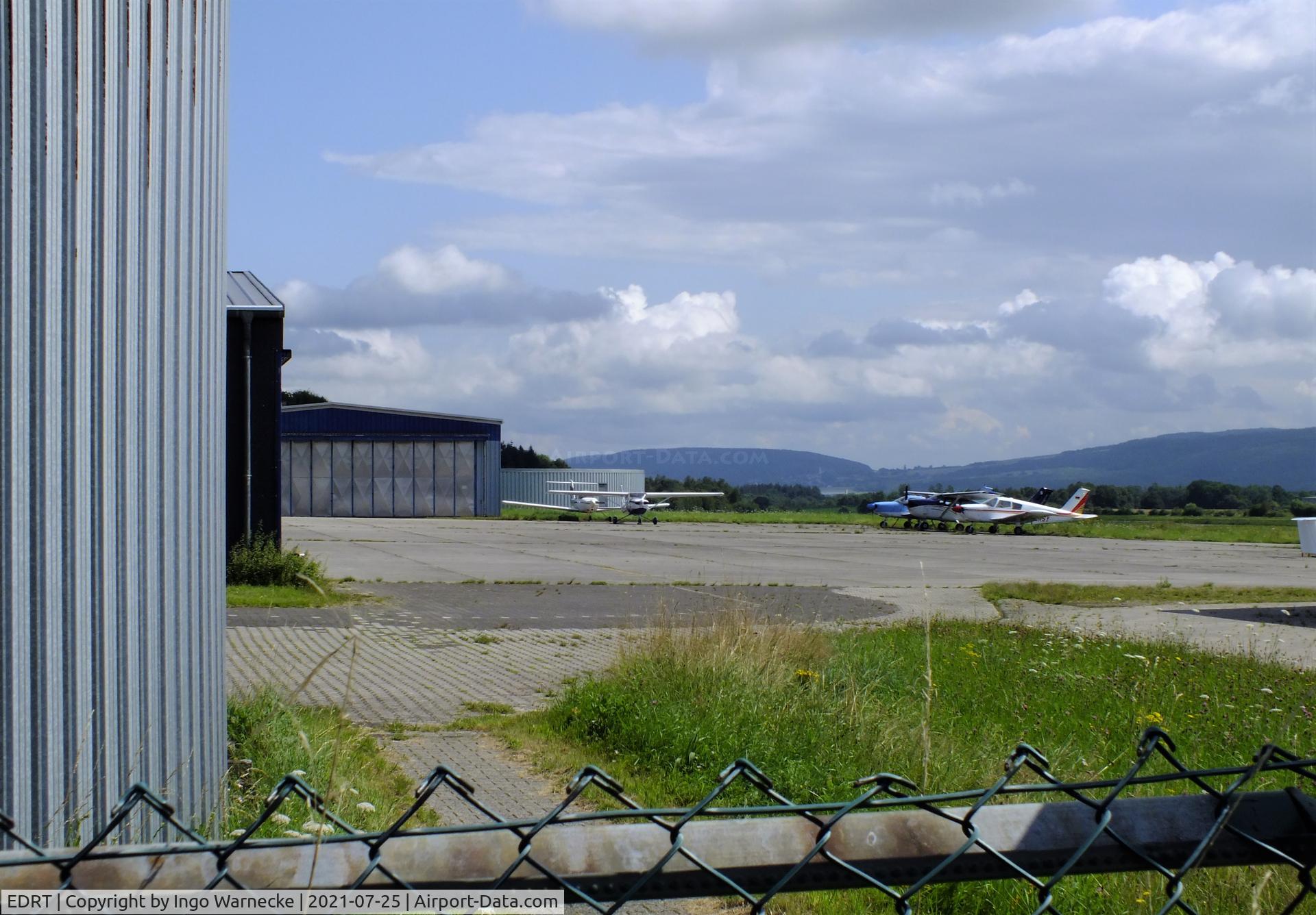 EDRT Airport - hangars and apron at Trier-Föhren airfield