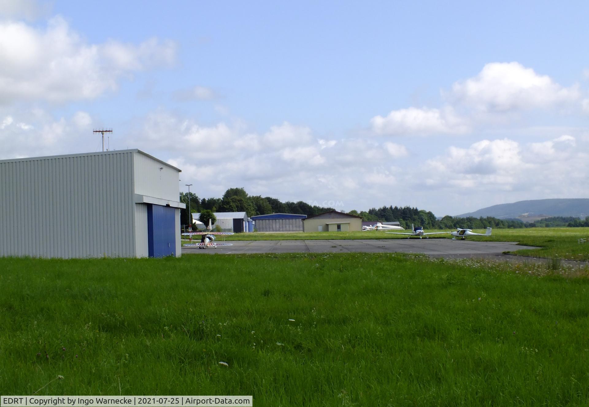 EDRT Airport - hangars and apron at Trier-Föhren airfield