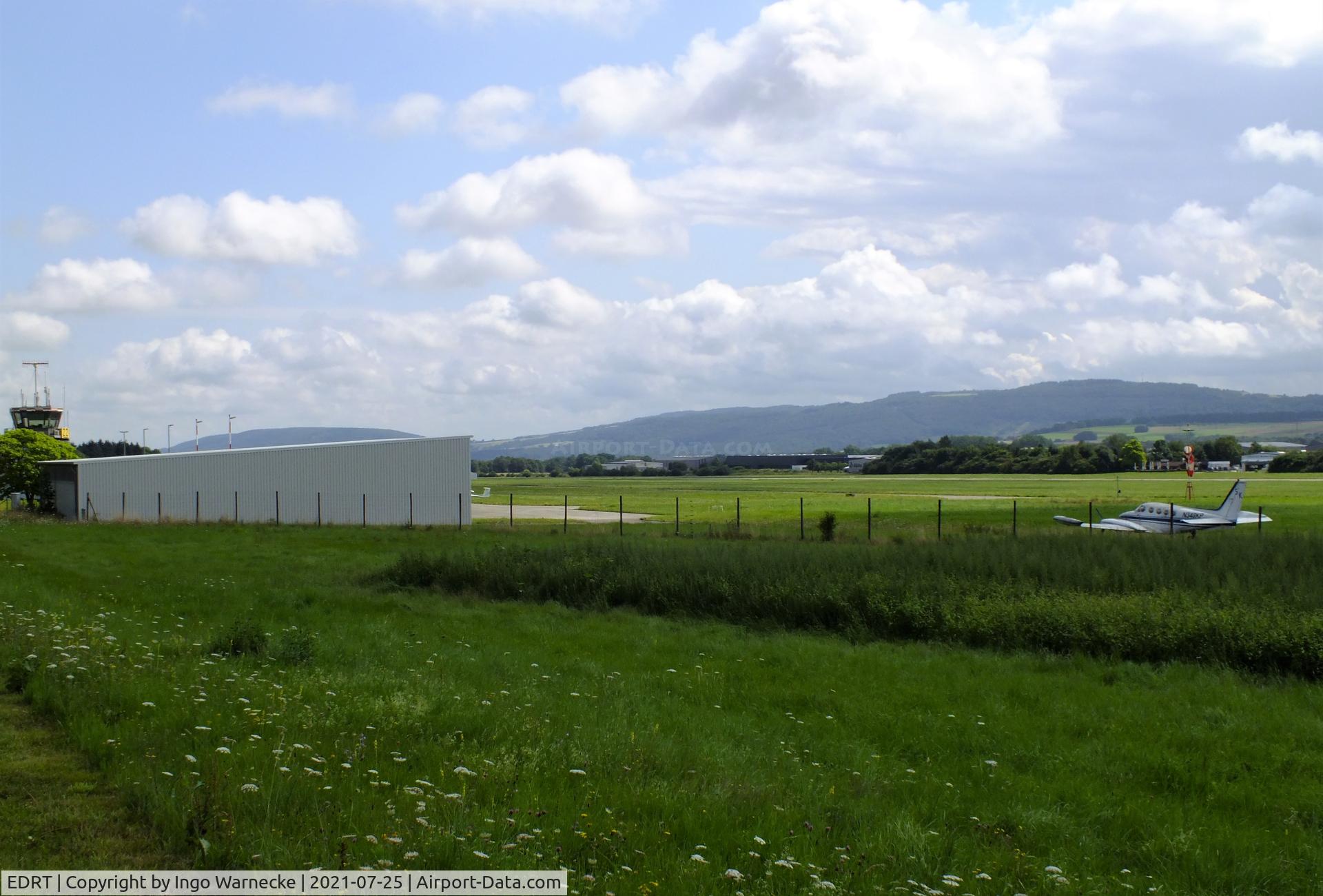 EDRT Airport - hangar and apron at Trier-Föhren airfield
