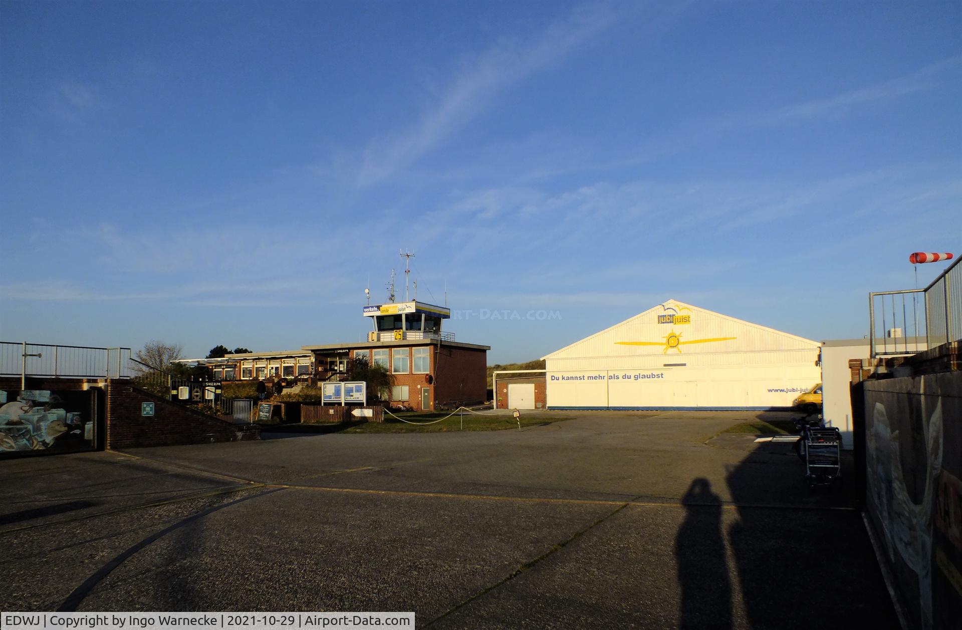Juist Airport, Juist Germany (EDWJ) - tower and hangar at Juist airfield