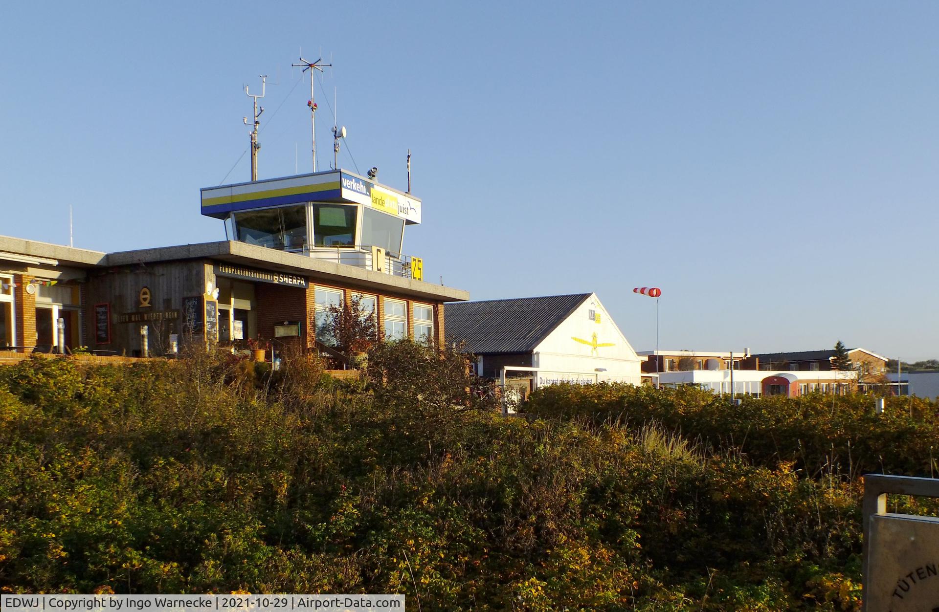 Juist Airport, Juist Germany (EDWJ) - tower and hangar at Juist airfield