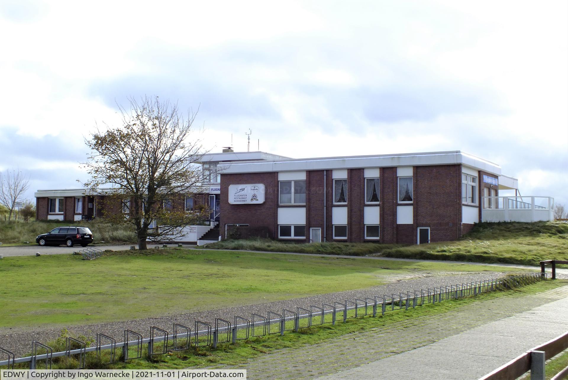 Norderney Airport, Norderney Germany (EDWY) - terminal, restaurant and tower at Norderney airfield