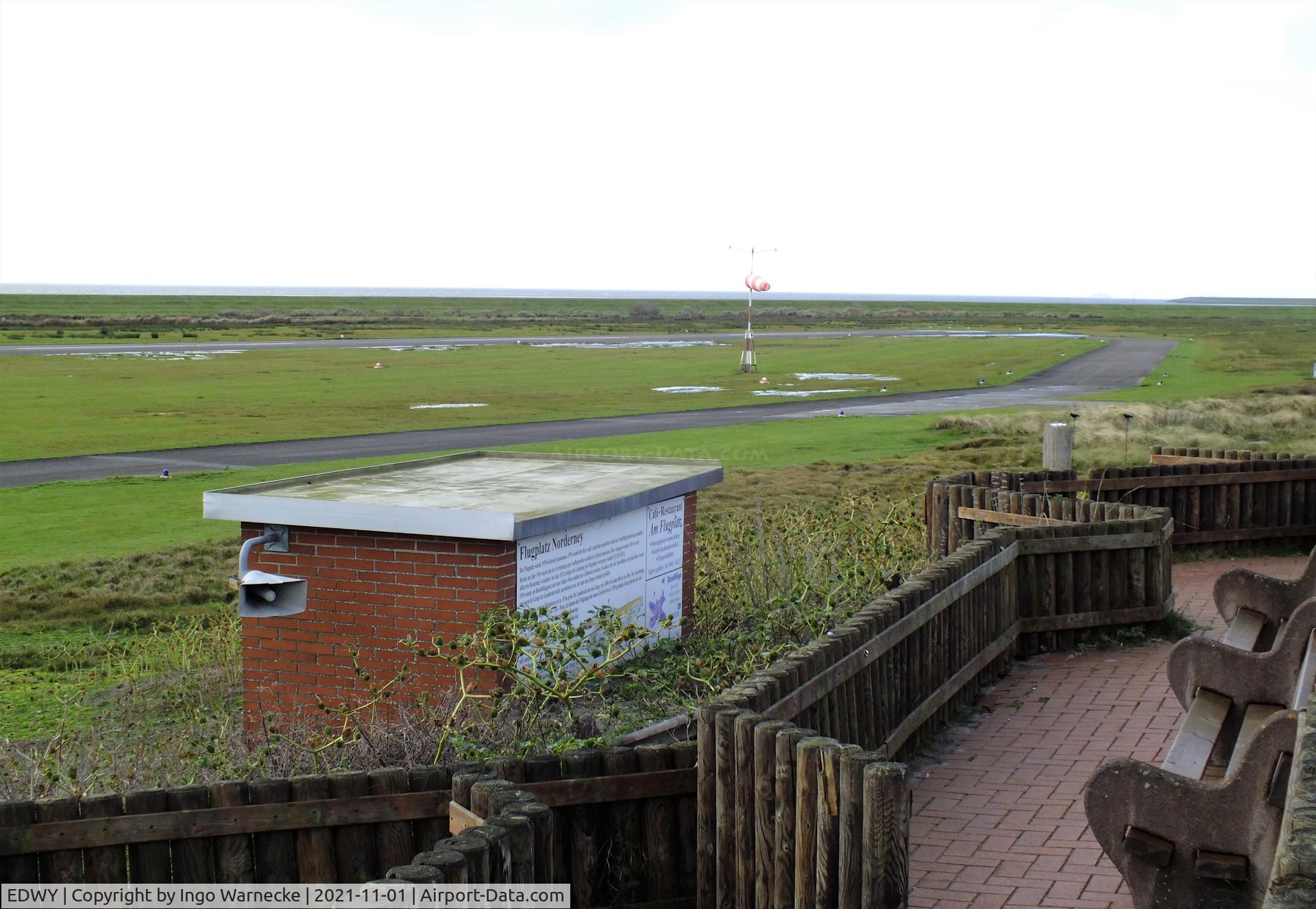 Norderney Airport, Norderney Germany (EDWY) - looking west from the restaurant towards taxiway and runway at Norderney airfield
