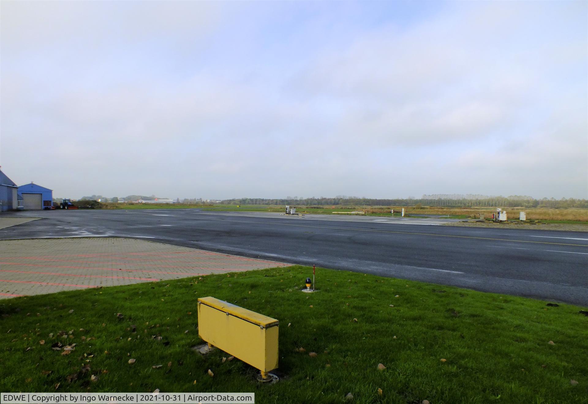EDWE Airport - apron and taxiway west of the tower at Emden airfield