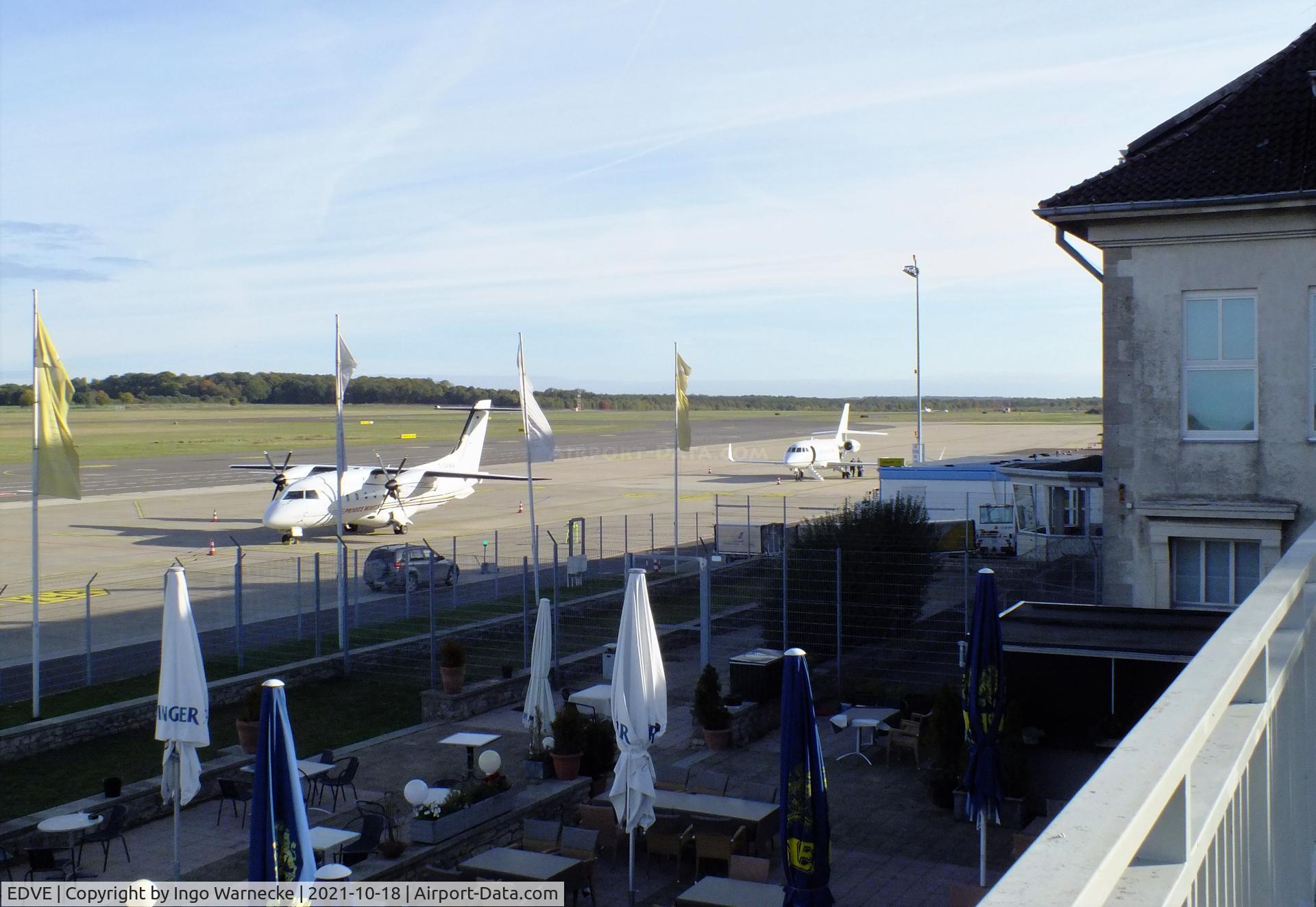 Braunschweig-Wolfsburg Regional Airport, Braunschweig, Lower Saxony Germany (EDVE) - looking east from the visitors gallery at the apron at Braunschweig-Waggum airport