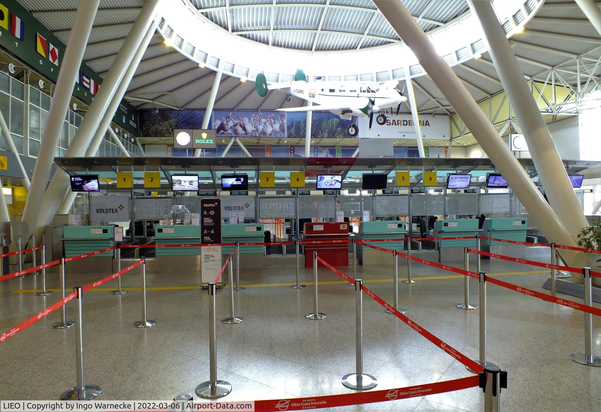 Olbia Airport, Costa Smeralda Airport Italy (LIEO) - the departures hall inside the main terminal of Olbia/Costa Smeralda airport