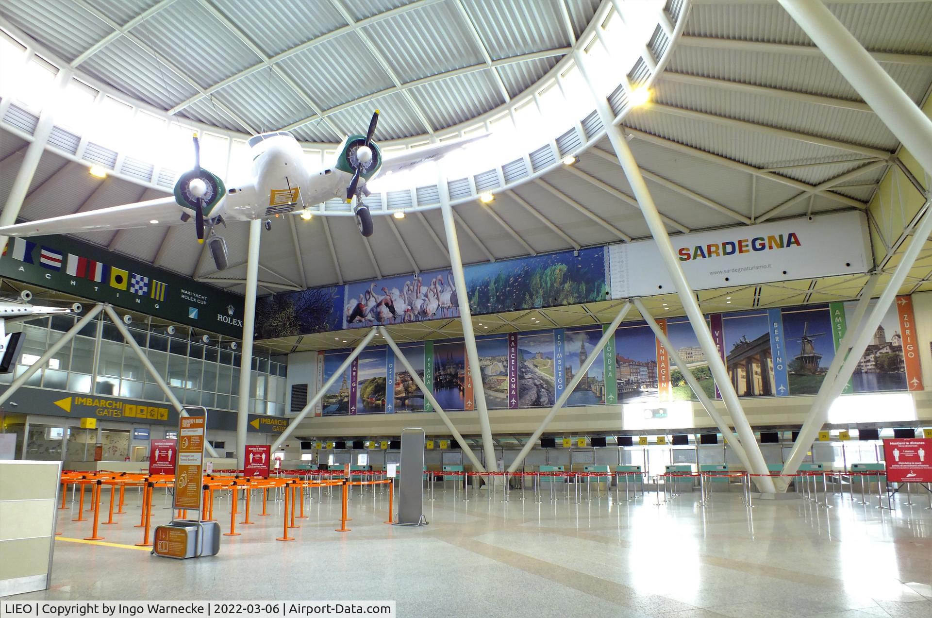 Olbia Airport, Costa Smeralda Airport Italy (LIEO) - the departures hall inside the main terminal of Olbia/Costa Smeralda airport